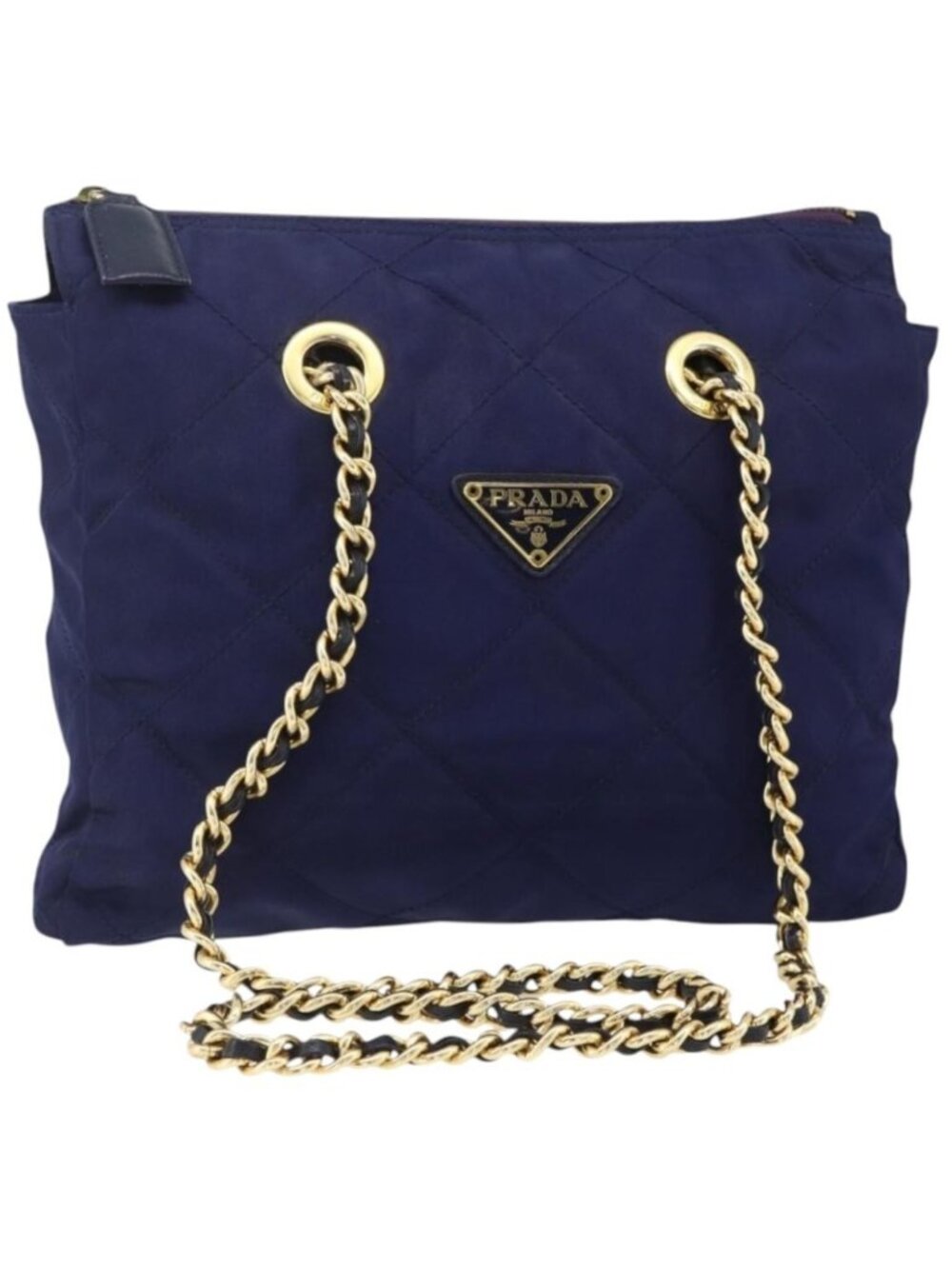 PRADA Chain Shoulder Bag Nylon Purple Gold